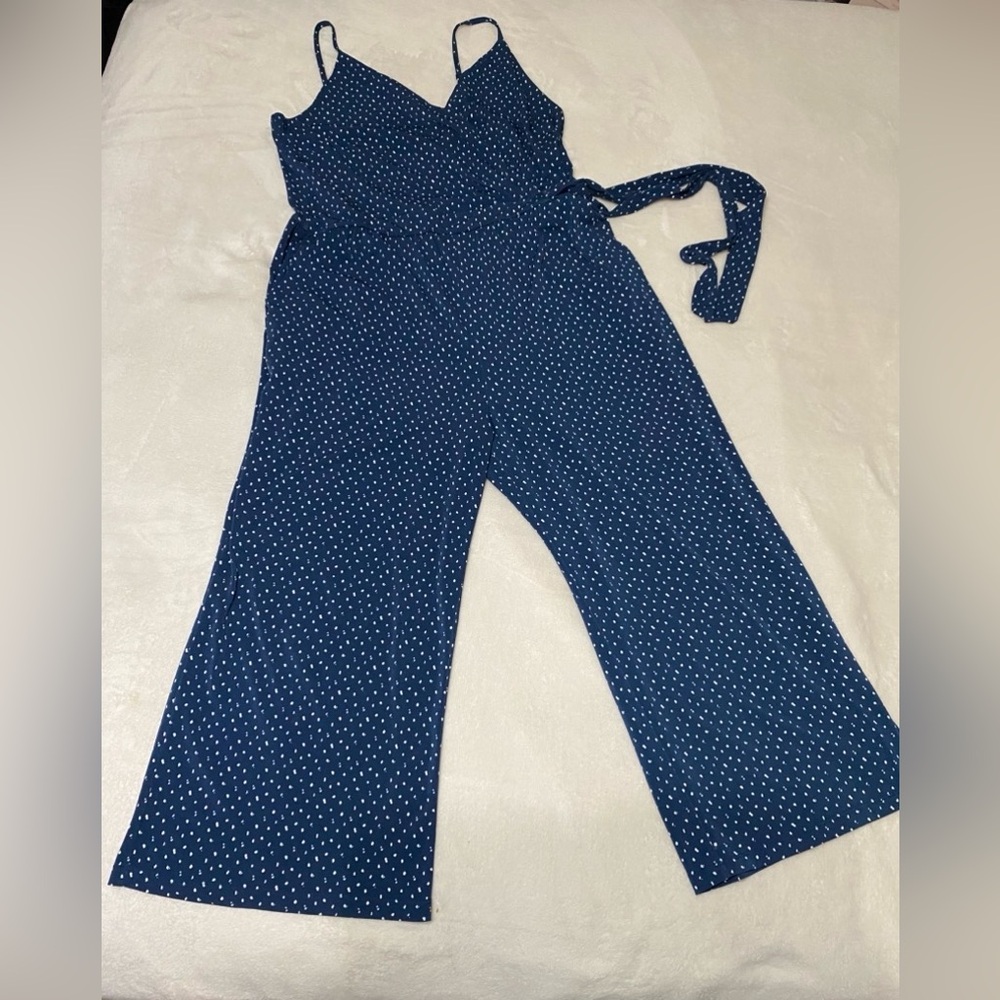 Elegant Blue Polka Dot Jumpsuit